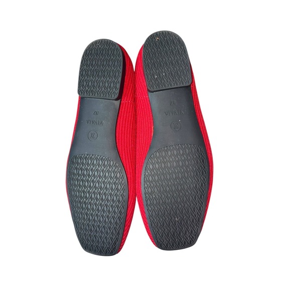 Vivaia Margot Square Toe Ribbed Flats Red sz 7 Excellent! - Picture 6 of 10